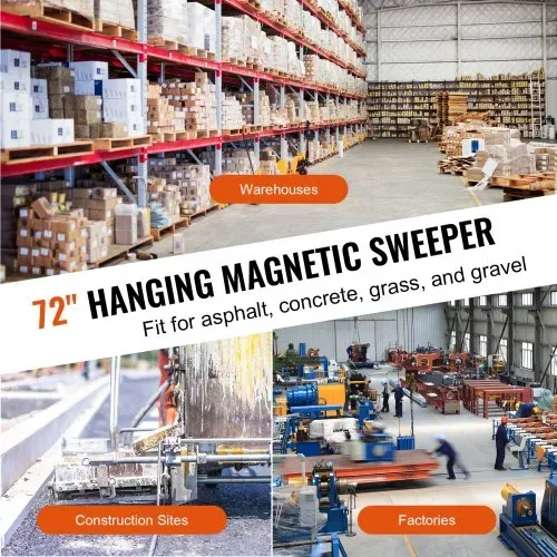 VEVOR Magnetbesen Magnetische Kehrmaschine 1830 mm, Magnetic Sweeper Magnetisch Magnet Besen Magnetbesen Magnetheber 47,6 kg Magnetkraft Magnetischer Spänesammler Bodenkehrer Kehrmaschine Werkstatt – Bild 5
