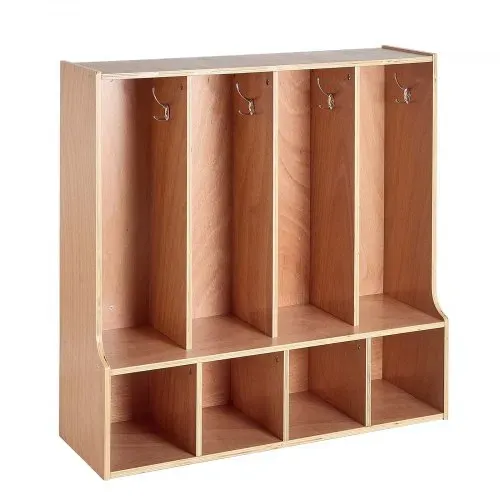 VEVOR Offener Kinderkleiderschrank aus Sperrholz, Kindergarderobe mit 8 Haken & 8 Fächern (4 Groß + 4 Klein), Garderobenregal & Aufbewahrungsregal für Kinderzimmer Zuhause Kindergarten Kita – Bild 10