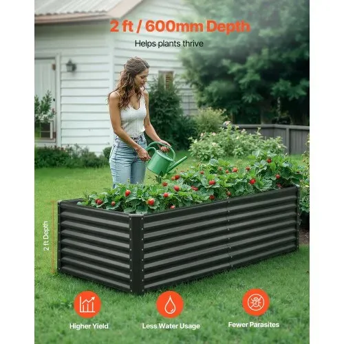 VEVOR Hochbeet Metall 1800x900x600 mm, Pflanzbeet, Gemüsebeet, Pflanzkasten mit offenem Boden & abgerundeten Kanten, Blumenbeet, Kräuterbeet, ideal für Gemüse, Blumen, Kräuter & Sukkulenten VEVOR Hochbeet Metall 1800x900x600 mm, Pflanzbeet, Gemüsebeet, Pflanzkasten mit offenem Boden & abgerundeten Kanten, Blumenbeet, Kräuterbeet, ideal für Gemüse, Blumen, Kräuter & Sukkulenten