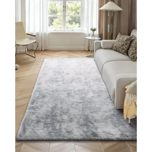 VEVOR Hochflor Teppich 2743x1829 mm, flauschiger Wohnzimmmerteppich mit dreilagigem Material, Bodenteppiche für Wohnzimmer, Schlafzimmer, Wintergarten, fusselfrei & weich, rutschfest, Grau-Mix – Bild 3