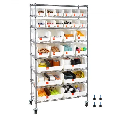 VEVOR Standregal, Lagerregal mit 8 Ebenen & 26 Stapelboxen, Bücherregal, Küchenregal mit Rollen, Fahrregal für Garage, Lager, Büro, Restaurant, Klassenzimmer, Küche, 355x900x1690 mm VEVOR Standregal, Lagerregal mit 8 Ebenen & 26 Stapelboxen, Bücherregal, Küchenregal mit Rollen, Fahrregal für Garage, Lager, Büro, Restaurant, Klassenzimmer, Küche, 355x900x1690 mm