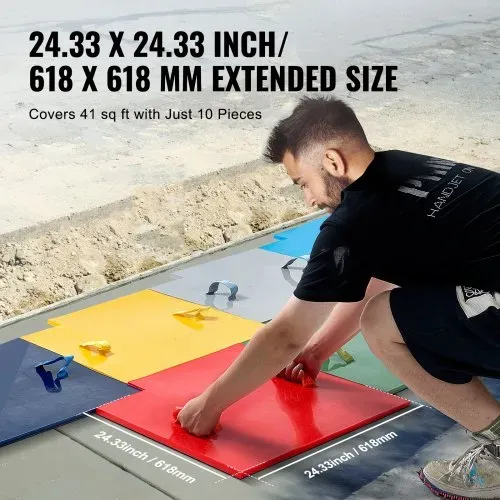 VEVOR Betonstempelmatte, 61 x 61 cm, 7 Stück, Betonstrukturhaut, Polyurethan-Stempel, Steinfliesen-Strukturmatte, Schieferbodenabdruck, nahtloser Stempel, Betonformen für dekorative Außenbereiche, mehrfarbig – Bild 5