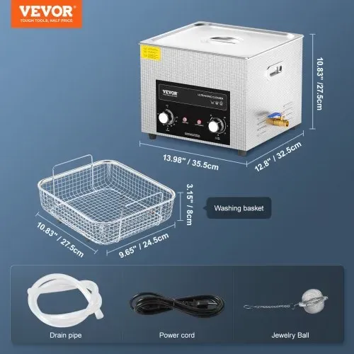 VEVOR 15 L Ultraschallreiniger mit Heiztimer & Korb professionelle digitale Schallkavitationsmaschine, 360 W Reinigungsmaschine für Laborwerkzeuge Metallteile Vergaser Messing Autoteile Motorteile – Bild 6