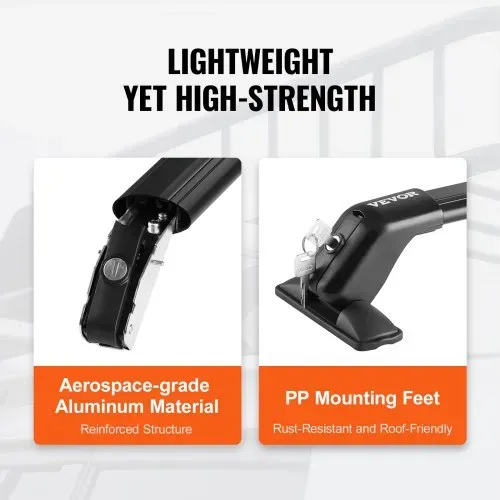VEVOR Dachträger Dachgepäckträger Auto Querträger 2 Stk. Dachträger 70,3 kg Tragfähigkeit, geeignet für PKW Abstand zwischen Dachrinnen 105-109 cm, Abstand von Dachrinnen zu Fenstern 6 cm – Bild 4