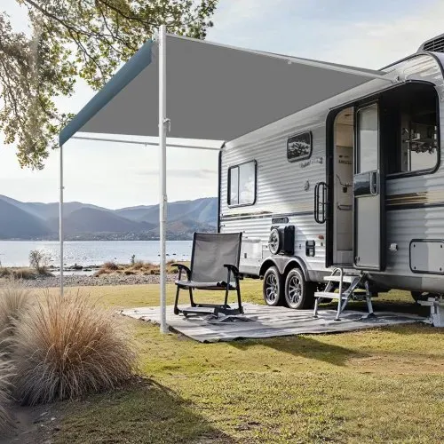 VEVOR Wohnwagen Markise einziehbare RV Markisen (548,64 cm) wasserdichte Wohnmobil-Markise mit Aluminiumlegierungsrahmen, Außenmarkise mit weißem Ständer und blauen Stoffen mit Farbverlauf – Bild 7
