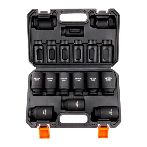 VEVOR 1/2 Zoll Steckschlüsselsatz CR-V-legierter Stahl 9-tlg Steckschlüssel Satz 29-38 mm Tiefe Stecknüsse Schlagschrauber, HRC 42-48 Steckschlüssel inkl Werkzeugkoffer, Metrisch Schraubenausdreher – Bild 8