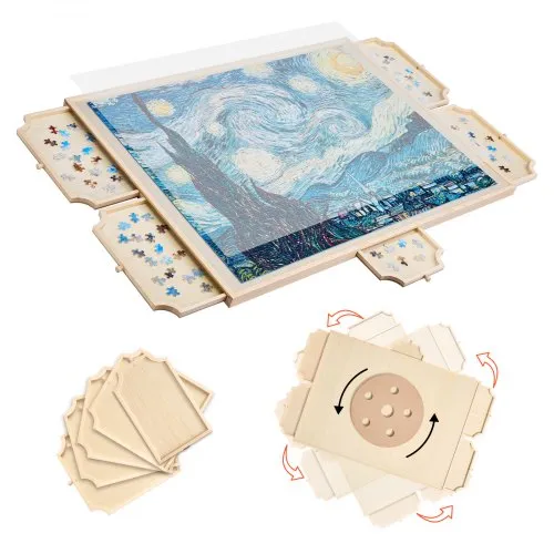 VEVOR 1500-teiliges drehbares Puzzlebrett mit 5 Schubladen & Abdeckung, tragbarer Puzzletisch (890 x 660 x 30 mm), Puzzle-Zubehör für Erwachsene, Puzzle-Organizer-Aufbewahrungssystem Puzzle Boards VEVOR 1500-teiliges drehbares Puzzlebrett mit 5 Schubladen & Abdeckung, tragbarer Puzzletisch (890 x 660 x 30 mm), Puzzle-Zubehör für Erwachsene, Puzzle-Organizer-Aufbewahrungssystem Puzzle Boards