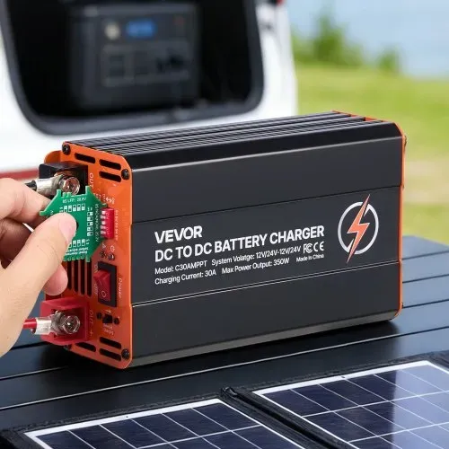 VEVOR DC-DC Batterieladegerät mit MPPT 350 W 30 A, Ladebooster Dual-Eingang für Solarpanel/Lichtmaschine, Laden für LiFePO4-Bleiakkus, 12 V/24 V-12 V/24 V, für Wohnmobil Notstromversorgung zu Hause – Bild 7