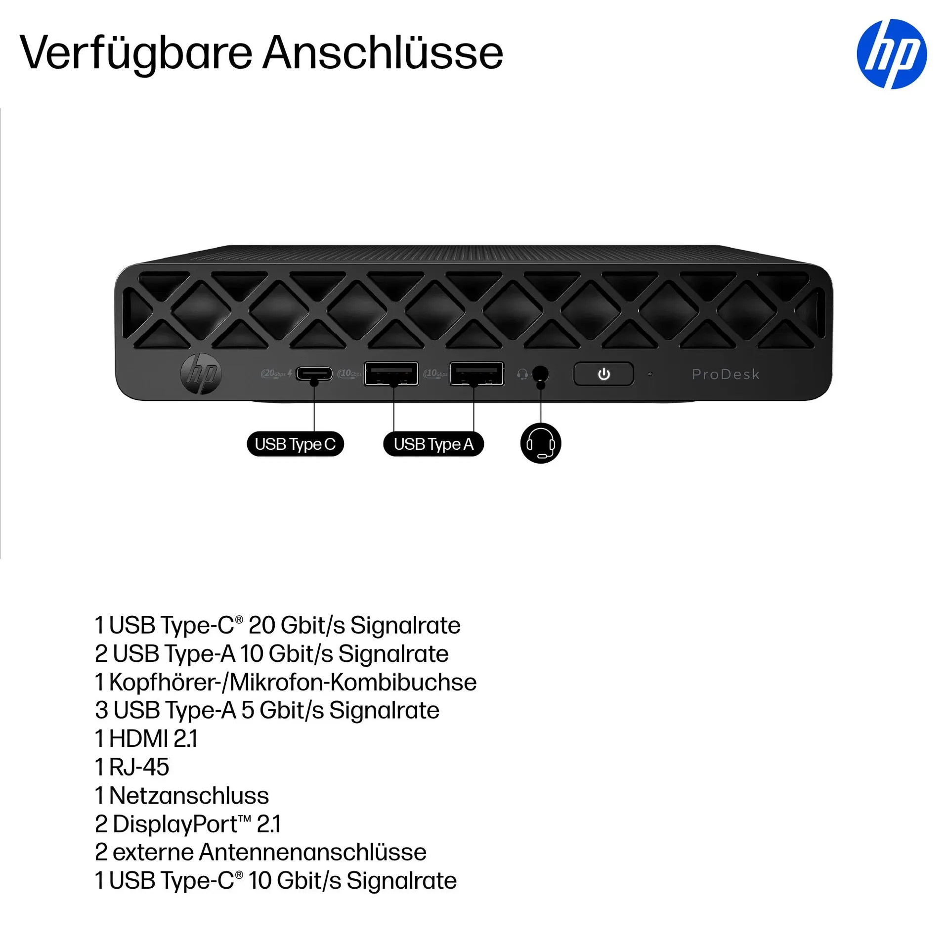 HP ProDesk 4 Mini G1i Desktop AI PC Intel Core Ultra 7 265T 24 GB DDR5-SDRAM 512 GB SSD Windows 11 Pro Mini PC Mini-PC Schwarz – Bild 4