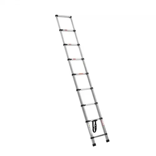 VEVOR Teleskopleiter, 254 cm lange, Ausziehleiter aus Edelstahl, Klappleiter mit Tragkraft von 150 kg (75°) & rutschfeste Füße, tragbare 9-Stufen-Leiter für Zuhause, Wohnmobil, Dachboden – Bild 10