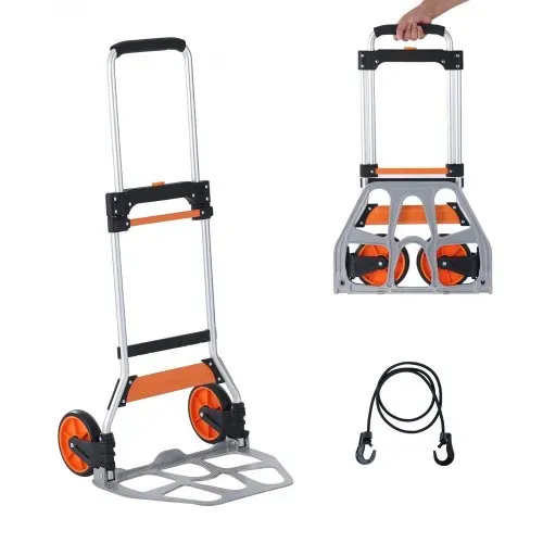 VEVOR Sackkarre Klappbar 125kg Transportkarre aus Aluminiumlegierung und Kunststoff Stapelkarre mit verstellbarem Griff 820-1105mm Faltbarer Trolley inkl. Bindeseil kompakte Größe zum Verstauen – Bild 8