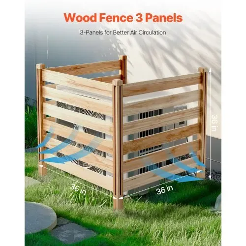 VEVOR Sichtschutzzaun aus Holz, 914×914 mm 3-Paneele-Lamellenzaun für Klimaanlagen, Umzäunung für Poolausrüstung mit Metallpfählen, Mülltonnenversteck für den Außenbereich als Gartendekoration VEVOR Sichtschutzzaun aus Holz, 914×914 mm 3-Paneele-Lamellenzaun für Klimaanlagen, Umzäunung für Poolausrüstung mit Metallpfählen, Mülltonnenversteck für den Außenbereich als Gartendekoration