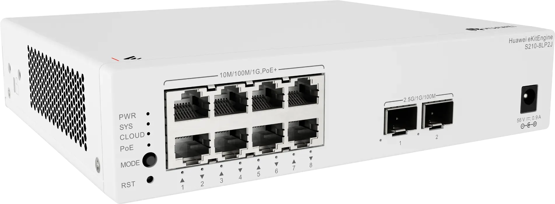 Huawei Switch full managed L2 10 Port • 8x GbE • PoE Budget 32W • 8x PoE at • 2x 2,5GbE SFP • S210-8LP2J • eKit Huawei Switch full managed L2 10 Port • 8x GbE • PoE Budget 32W • 8x PoE at • 2x 2,5GbE SFP • S210-8LP2J • eKit