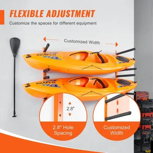VEVOR Kayak Wandalterung Kajak Aufhänger 1168 x 850 x 45 mm, Kajakständer 4 Kajaks 797,5 ± 10 mm Stützarmlänge, 181,6 kg Tragfähigkeit Kajak Aufbewahrungsregal Robuste Kajak-Aufbewahrungshaken – Bild 2