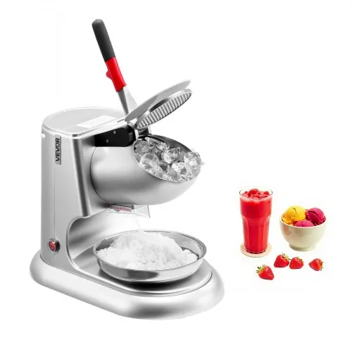 VEVOR Kommerzieller Eiscrusher 100 kg pro Stunde, elektrischer Schneekegel-Maker mit 4 Klingen, Edelstahl-Eiscrusher mit Schüssel & Abdeckung 300 W 2000 U/min, Eisrasierer Silber VEVOR Kommerzieller Eiscrusher 100 kg pro Stunde, elektrischer Schneekegel-Maker mit 4 Klingen, Edelstahl-Eiscrusher mit Schüssel & Abdeckung 300 W 2000 U/min, Eisrasierer Silber