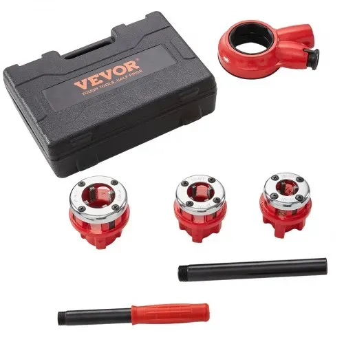 VEVOR Gewindeschneidkluppe Set, 1/2 Zoll NPT, 3/4 Zoll NPT, 1 Zoll NPT, Gewindeschneider, Rohrschneider Set mit 3 NPT-Matrizen, Aufbewahrungskoffer für verzinkte Aluminium-, Eisen- & Kupferrohre – Bild 8