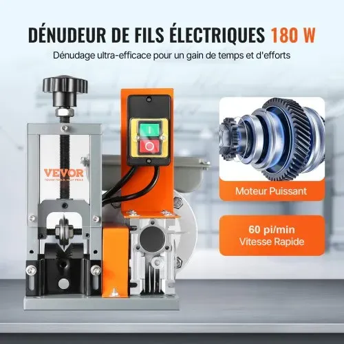 VEVOR Kabelabisoliermaschine Elektrisch φ1,5-25mm Kabelschälmaschine 180W Abisoliermaschine 18m pro Minute Geschwindigkeit Abisolierzange 65-Mn-Federstahl Klinge Ideal zum Abisolieren von Kupferdraht VEVOR Kabelabisoliermaschine Elektrisch φ1,5-25mm Kabelschälmaschine 180W Abisoliermaschine 18m pro Minute Geschwindigkeit Abisolierzange 65-Mn-Federstahl Klinge Ideal zum Abisolieren von Kupferdraht