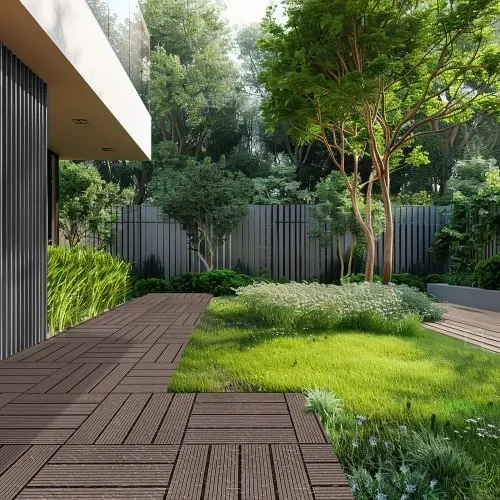 VEVOR Terrassenfliesen, 10er-Set, Balkonfliesen 295 x 295 mm, Klickfliesen, wasserdichter Kunststoff-Bodenbelag für den Außenbereich, Terrassenbodenbelag für Veranda, Pool, Balkon, Dunkelbraun – Bild 7