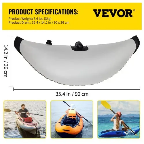 VEVOR Kajak Ausleger Stabilisator 2,1 - 2,4 m Einstellbare Länge Paddelboot, 36 cm Breite Schwimmer Stabilisator Set, 2 Stück Wildwasserkajak, PVC Schwimmausgleichszubehör für aufblasbares Kanuboote – Bild 6