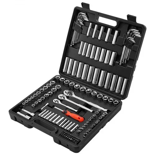 VEVOR Steckschlüsselsatz 149-tlg. 3/8 & 6,4 & 12,7 mm Antriebssteckschlüssel- und Ratschensatz, SAE und metrisch, tief und flach, Werkzeugsatz mit Bit, Zubehör Tragkoffer CR-V-Legierungsstahl – Bild 8