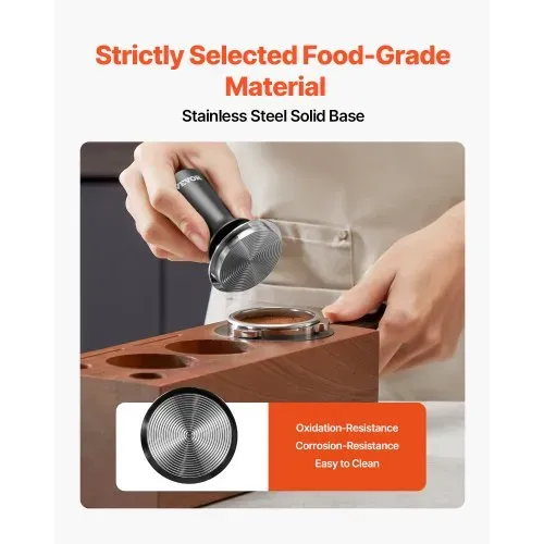 VEVOR Espresso-Tamper 53 mm, gefederter Kaffeetamper, 13,6 kg Tamper-Werkzeug Kaffeewerkzeug für Kaffeemaschine Kaffeezubehör Edelstahl-Tamper Kaffeestampfer mit rutschfestem Griff Schwarz – Bild 3