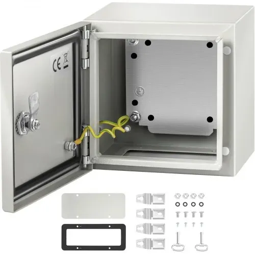 VEVOR Stahl-Elektrokasten, Elektrogehäuse, 20x20x15 cm, Kohlenstoffstahl, IP65 VEVOR Stahl-Elektrokasten, Elektrogehäuse, 20x20x15 cm, Kohlenstoffstahl, IP65