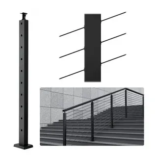 VEVOR Kabelgeländerpfosten, 91,4×2,5×5,1 cm, Stahl, 30° abgewinkeltes Loch, 10 vorgebohrte Löcher, SUS304 Edelstahl-Kabelgeländerpfosten mit gebogener Halterung, schwarz, 1JZLGZHS91424HS5GV0 VEVOR Kabelgeländerpfosten, 91,4×2,5×5,1 cm, Stahl, 30° abgewinkeltes Loch, 10 vorgebohrte Löcher, SUS304 Edelstahl-Kabelgeländerpfosten mit gebogener Halterung, schwarz, 1JZLGZHS91424HS5GV0