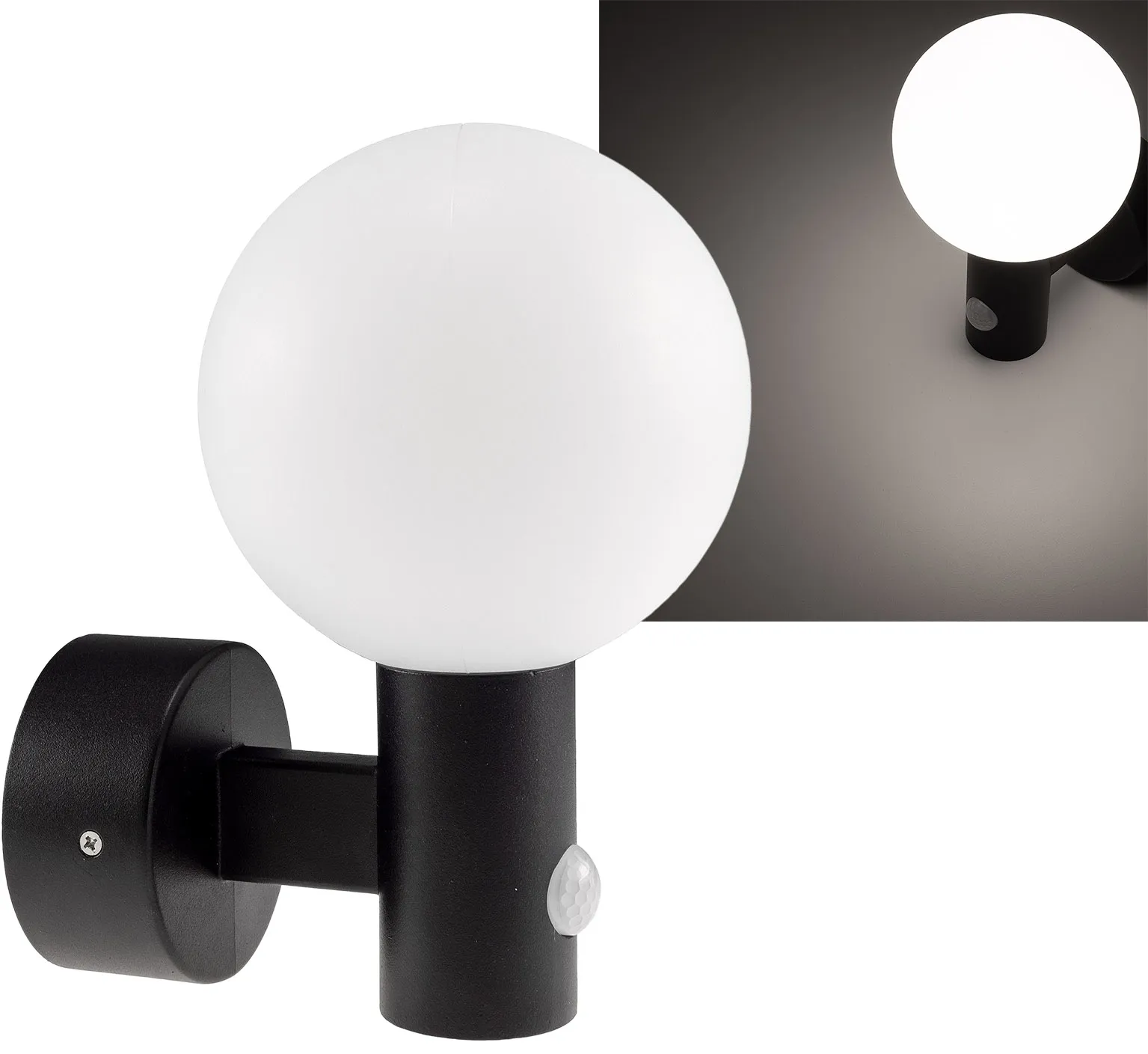 LED Wandleuchte „LAMU“ mit PIR-Sensor IP65, 15W, schwarz, 4000k / neutralweiß LED Wandleuchte „LAMU“ mit PIR-Sensor IP65, 15W, schwarz, 4000k / neutralweiß