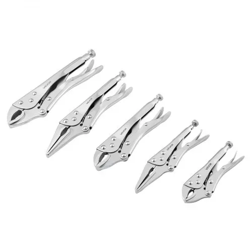 VEVOR Gripzangen Set 5-Teilig Klemmzangen Feststellzangen Langbeckzangen, Für Rohrreparaturen Kfz-Wartung Heimwerkerprojekte, Gebogene Backe & lange Nase, 45#-Kohlenstoffstahl-Backen, A3-Stahl-Griffe – Bild 8