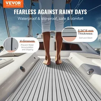 VEVOR Bootsboden, EVA-Schaum-Bootsdeck, 2400 x 1160 x 6 mm, rutschfester, selbstklebender Bodenbelag, 27840 cm² großer Meeresteppich für Boote, Yachten, Pontons, Kajakdecks VEVOR Bootsboden, EVA-Schaum-Bootsdeck, 2400 x 1160 x 6 mm, rutschfester, selbstklebender Bodenbelag, 27840 cm² großer Meeresteppich für Boote, Yachten, Pontons, Kajakdecks