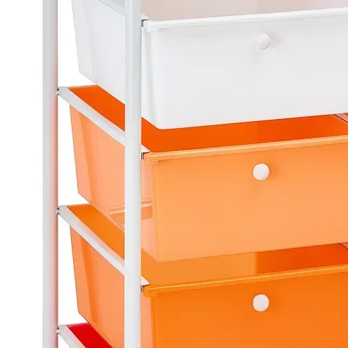 VEVOR Rollwagen mit 15 Schubladen Doppelreihe 630x385x965mm Farbverlauf Rot, Metallgestell, Ablagefläche, Handgriffe, Lenkrolle mit 2 Bremsen, Mobiler Schubladenwagen für Büro Werkstatt Bastelzimmer – Bild 10