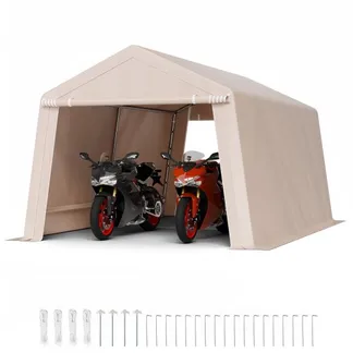 VEVOR Gerätehaus, 305x457x243 cm, Garagenzelt aus PE, Geräteschuppen, Fahrradgarage, Gartenschuppen, Carport, Fahrradschuppen, Aufbewahrungsgarage für Motorrad, Rasenmäher, Fahrrad, grau VEVOR Gerätehaus, 305x457x243 cm, Garagenzelt aus PE, Geräteschuppen, Fahrradgarage, Gartenschuppen, Carport, Fahrradschuppen, Aufbewahrungsgarage für Motorrad, Rasenmäher, Fahrrad, grau