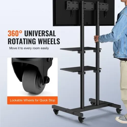 VEVOR Mobiler TV-Ständer Mobiler TV-Wagen mit Rollen und einem Tablett – Bild 3