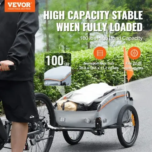 VEVOR Fahrradanhänger 45 kg, Lastenanhänger 1350 x 630 x 525 mm, Transportanhänger, faltbarer Fahrrad Lastenanhänger kompakter Stauraum mit Universalkupplung, zum Einkaufen, Campen & Picknicken VEVOR Fahrradanhänger 45 kg, Lastenanhänger 1350 x 630 x 525 mm, Transportanhänger, faltbarer Fahrrad Lastenanhänger kompakter Stauraum mit Universalkupplung, zum Einkaufen, Campen & Picknicken