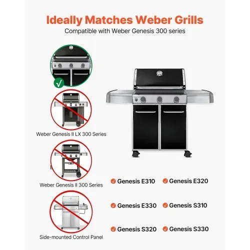 VEVOR 5 Flavorizer Bars + 2 Heizplatten, Aromaschienen Flammenverteiler für Grills (Weber Genesis 300-Serie), einschließlich E310 E320 E330 S310 S320 S330, dickere Heizplatte aus Edelstahl – Bild 2