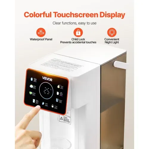 VEVOR Instant-Heißwasserspender, kochend heißer Wasserspender mit 6 einstellbaren Temperaturen & 8 Wassermengen & 3 L abnehmbarem Wassertank, schnelles Aufheizen mit Touchscreen und Kindersicherung – Bild 5