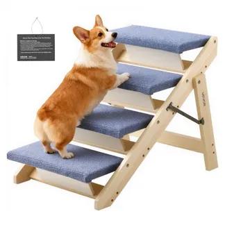 VEVOR Hundetreppe 630x470x490 mm, 4-stufige Hautiertreppe, klappbare Holztreppe geeignet für kleine, mittlere, große, ältere Haustiere sowie Welpen bis 68 kg, Hundeleiter für Betten, Sofas & Autos VEVOR Hundetreppe 630x470x490 mm, 4-stufige Hautiertreppe, klappbare Holztreppe geeignet für kleine, mittlere, große, ältere Haustiere sowie Welpen bis 68 kg, Hundeleiter für Betten, Sofas & Autos