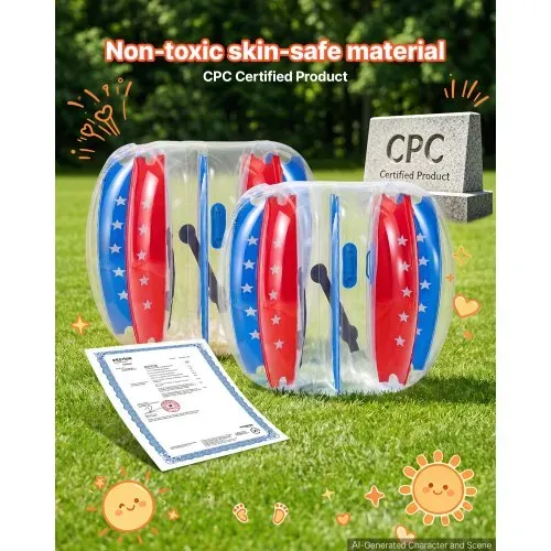 VEVOR 2 x Aufblasbare Bumper Sumo Bälle 1,2 m für Jugendliche Stoßball für Garten, Camping, Picknick & Rasen, 0,5 mm PVC, Heißverschweißte Griffe & Stabil Sitzende Schultergurte, mit Sternenmuster – Bild 4