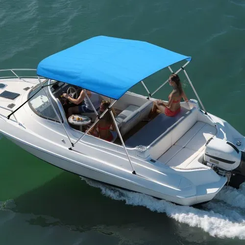 VEVOR Bimini Top Bootsabdeckung Sonnenverdeck (3 Bögen) aus 600D Polyester mit Rahmen aus Aluminiumlegierung, wasserdichte Sonnenschutz-Bootsmarkise mit Aufbewahrungstasche, 201-213 cm (B) Blau – Bild 7