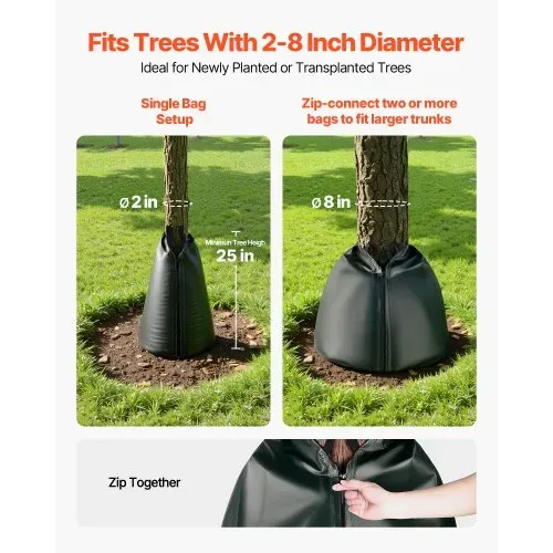 VEVOR Baumbewässerungssack 75,7L 25er-Pack, PE-Bewässerungsbeutel mit Reißverschluss, Wassersack für Bäume zur 3–4 Stunden Bewässerung, Bewässerungssack, Bewässerungssystem für Sommer – Bild 3
