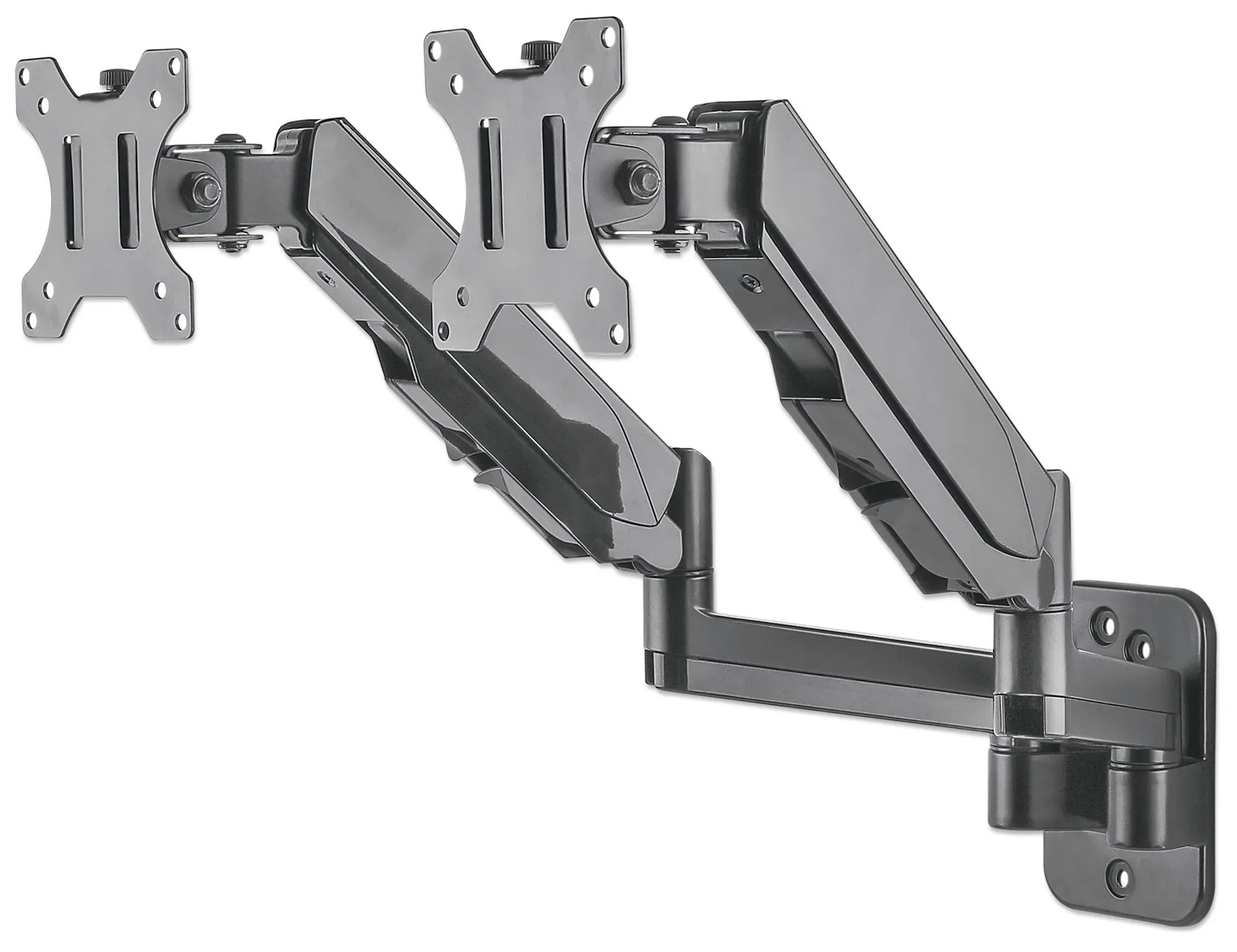 Manhattan Universal-Wandhalterung mit Gasdruckfeder für zwei Monitore, Zwei Halterungsarme mit Gasdruckfeder, Kugelgelenk und Verlängerungsarm, geeignet für zwei Monitore von 17" bis 32"* und bis zu 8 kg pro Arm – Bild 4