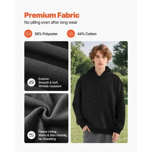 VEVOR Kapuzenpullover Damen, Hoodie Größe L, Fleece, langärmlig, Basic-Pullover mit Kapuze, warm & hautfreundlich, praktisch & trendig, Sweatshirt mit großer Tasche für Herbst & Winter, Schwarz VEVOR Kapuzenpullover Damen, Hoodie Größe L, Fleece, langärmlig, Basic-Pullover mit Kapuze, warm & hautfreundlich, praktisch & trendig, Sweatshirt mit großer Tasche für Herbst & Winter, Schwarz