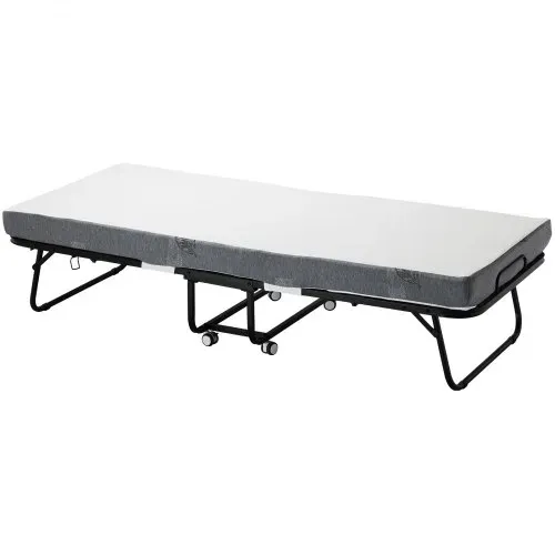 VEVOR Rollbett Klappbett mit 10 cm Matratze, faltbares Einzelbett mit Memory Foam-Matratze (190 x 81 cm), 136,1 kg belastbares Gästebett für Erwachsene, Metallbett für Schlafzimmer Wohnzimmer – Bild 9