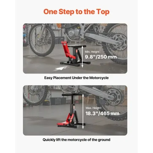 VEVOR Motorrad Dirt Bike Stand Lift Jack Hebetisch (544 kg belastbar) höhenverstellbare Hebeständer mit hydraulischer Hebefunktion, höhenverstellbar (250-465 mm) für Reparatur von Motocross – Bild 3