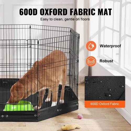 VEVOR Hundelaufstall, 8 Stk. 76 cm H x 61 cm B Paneele, faltbarer Welpenlaufstall aus Metall, Welpenauslauf mit Tür, Bodenmatte aus 600D Oxford-Gewebe, Laufstall für Hunde, Katzen & andere Kleintiere – Bild 3