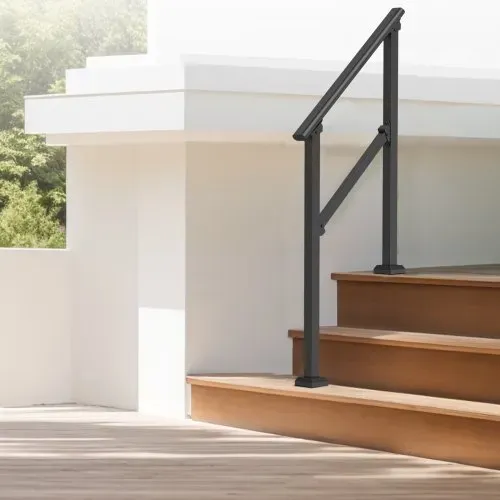 VEVOR Handläufe für Außentreppen, 2–3-stufiges Treppenhandlauf-Set, Übergangsgeländer aus Karbonstahl mit Montagesatz, Treppengeländer für Senioren, Betonstufen & Veranda & Deck, schwarzes Vierkantrohr – Bild 7