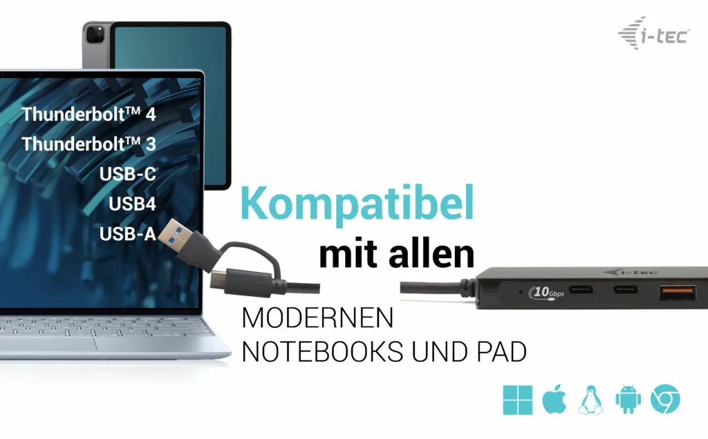 i-tec Metal USB-A/USB-C HUB 2x USB 3.0 + 2x USB-C (10 Gbps) – Bild 4