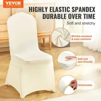 VEVOR Stuhlhussen für Klappstühle aus Elastischem Spandex, Universell Passender Stuhlbezug, Abnehmbare & Waschbare Schonbezüge, für Hochzeiten, Partys, Feiern, Essen (100 Stück, Beige) VEVOR Stuhlhussen für Klappstühle aus Elastischem Spandex, Universell Passender Stuhlbezug, Abnehmbare & Waschbare Schonbezüge, für Hochzeiten, Partys, Feiern, Essen (100 Stück, Beige)