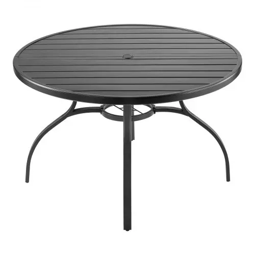 VEVOR Terrassentisch Gartentisch Balkontisch (1200 x 725 mm) aus Kohlenstoffstahl runder Esstisch für Outdoor Hof Terrasse Garten Veranda, wasserfest, mit 38 mm Schirmloch, 68 kg Tragkraft Schwarz – Bild 9