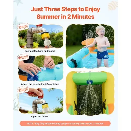 VEVOR Aufblasbare Wasserhüpfburg Outdoor (455 x 390 x 238 cm), Hüpfburg mit Wasserrutsche & Hüpfburgelementen & Hoher Rutsche & Planschbecken & Spielmarktstand, für 3–4 Kinder (3 bis 8 Jahre Alt) – Bild 5